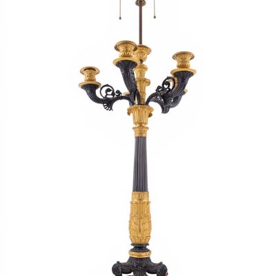 Sale Photo Thumbnail #138: 19th C French Empire Ormolu Candelabra Lamp