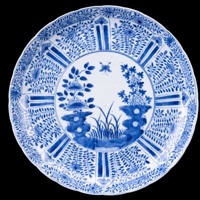 Sale Photo Thumbnail #183: Chinese Blue & White Charger Paneled Floral Design