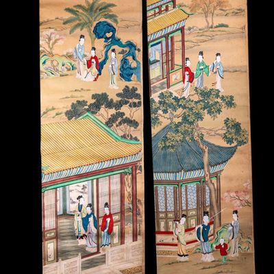 Sale Photo Thumbnail #212: 2 Long Vintage Chinese Hand Painted Scrolls