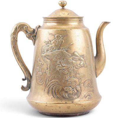 Sale Photo Thumbnail #174: Chinese Brass/Copper High Relief Dragon Teapot