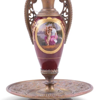 Sale Photo Thumbnail #270: 19th C Austrian Bronze & Porcelain Candlestick