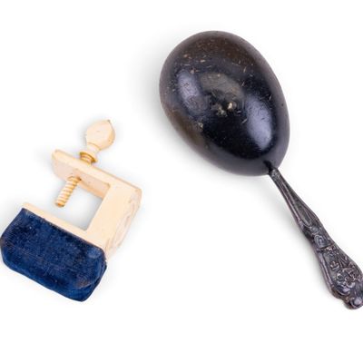 Sale Photo Thumbnail #357: 19th C Sewing Bird Pincushion, Darning Egg