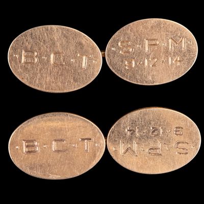 Sale Photo Thumbnail #472: Pair of 14K Monogrammed Cufflinks