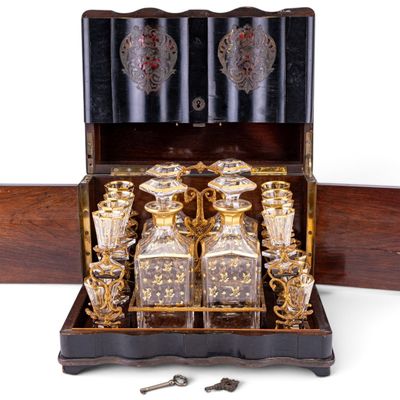 Sale Photo Thumbnail #361: Antique French Napoleon III Boulle Liquor Cabinet