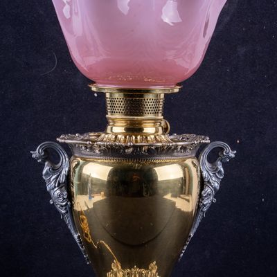 Sale Photo Thumbnail #370: Victorian Brass Oil Lamp Conversion