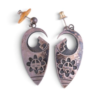 Sale Photo Thumbnail #460: Emery Holmes Sun Kachina Sterling Earrings