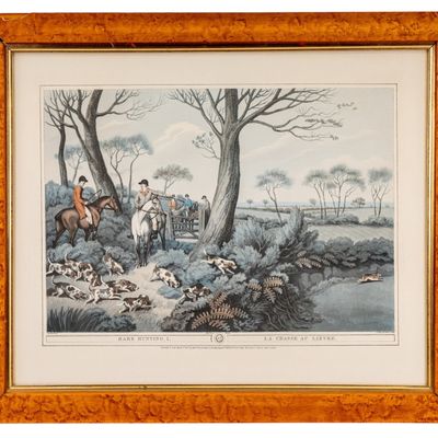 Sale Photo Thumbnail #255: English Fox Hunting Prints Pair in Maple Frames