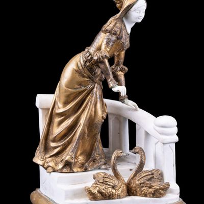 Sale Photo Thumbnail #271: Antique French Bronze & Bisque Porcelain Statuette