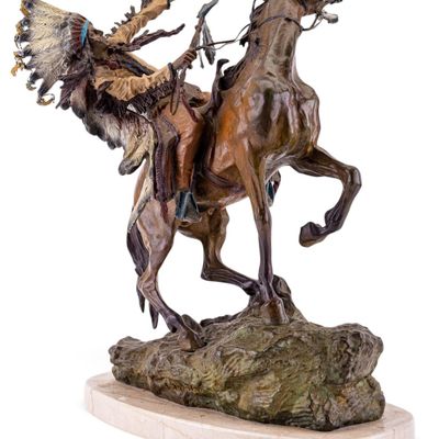 Sale Photo Thumbnail #342: Bronze Western Sculpture "How Kowla" After Kauba