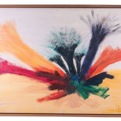 Sale Photo Thumbnail #308: Signed Colorful Abstract on Canvas