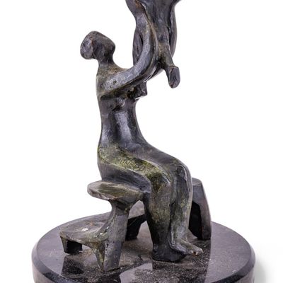 Sale Photo Thumbnail #265: Signed Romero MCM Mother & Child Bronze Sculpture