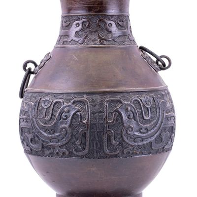 Sale Photo Thumbnail #87: Chinese Archaistic Bronze Hu Vase