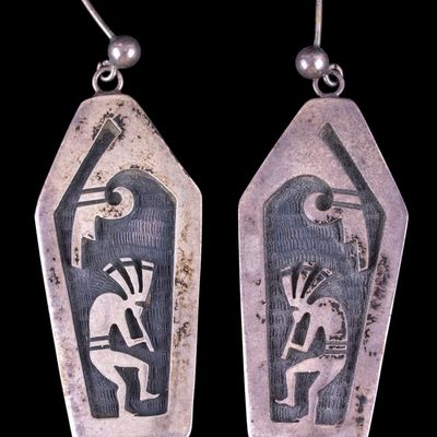 Sale Photo Thumbnail #461: Patrick Tewawina Sterling Kokopelli Earrings
