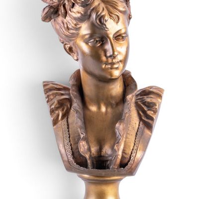 Sale Photo Thumbnail #349: Albert Rolle Signed Bronze Bust of Woman