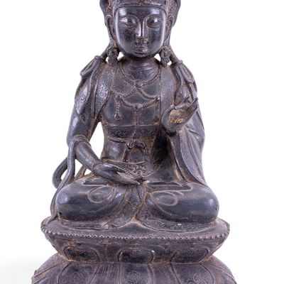 Sale Photo Thumbnail #218: Early Bronze Seated Bodhisattva Figure
