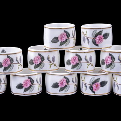 Sale Photo Thumbnail #324: Set of 11 Wedgwood Hathaway Rose Napkin Rings
