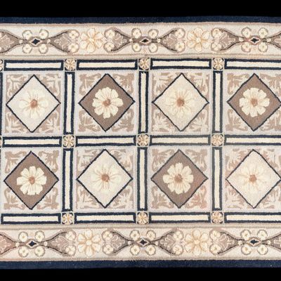 Sale Photo Thumbnail #24: 19th C American Hook Rug Geometric