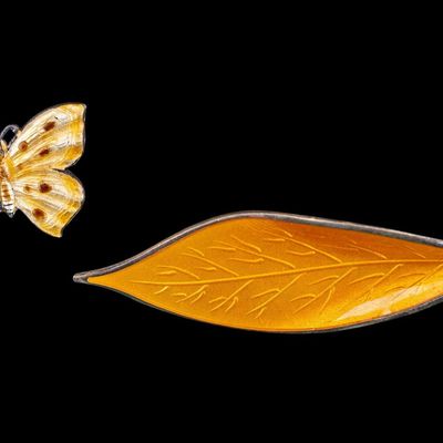 Sale Photo Thumbnail #451: Sterling and Enamel Brooches
