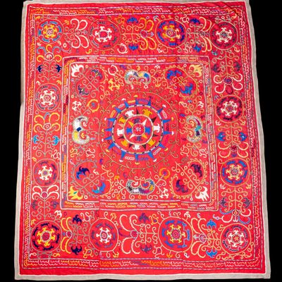 Sale Photo Thumbnail #80: Asian Uzbek Suzani Colorful Embroidered Textile