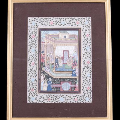 Sale Photo Thumbnail #178: Indo-Persian Court Scene Painting