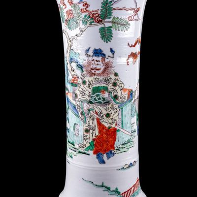 Sale Photo Thumbnail #155: 18th C Chinese Famille Verte Gu Narrative Vase