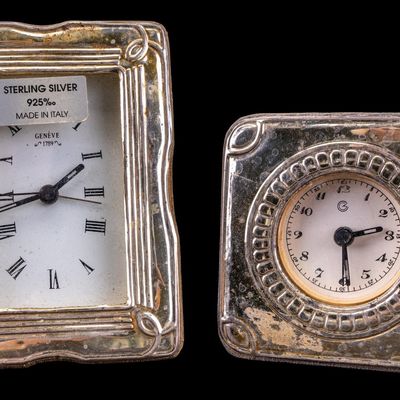 Sale Photo Thumbnail #276: Sterling Silver Desk Clocks (2)