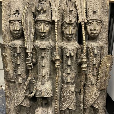 Sale Photo Thumbnail #347: African Bronze Warrior Garden Plaque
