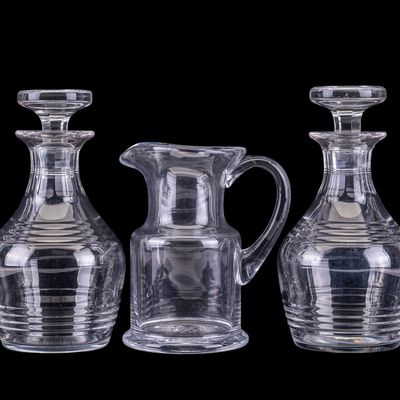 Sale Photo Thumbnail #362: Vintage Blown & Cut Clear Glassware 5pcs Assorted