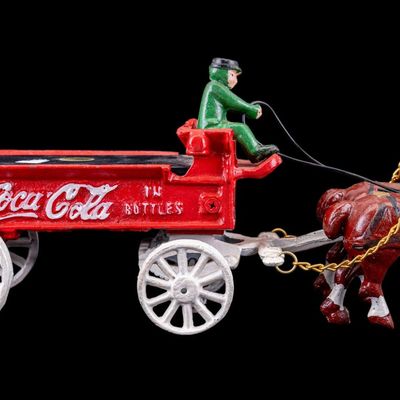 Sale Photo Thumbnail #268: Price Coca Cola Cast Iron Horse & Carriage Toy