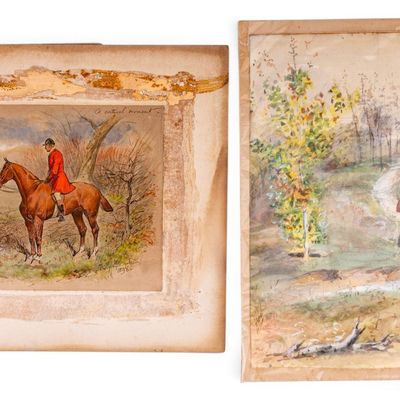 Sale Photo Thumbnail #243: 19th C Watercolor on Paper Paintings (2)