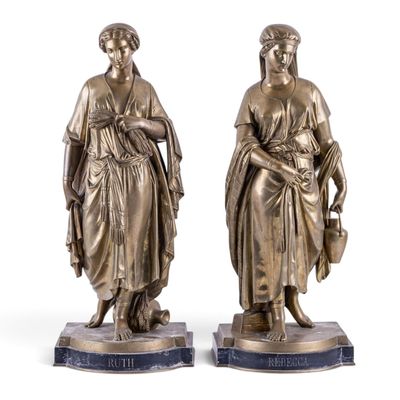 Sale Photo Thumbnail #364: Pair of Bronze Allegorical Female Figures