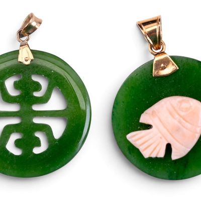 Sale Photo Thumbnail #464: Jade and Coral Pendant