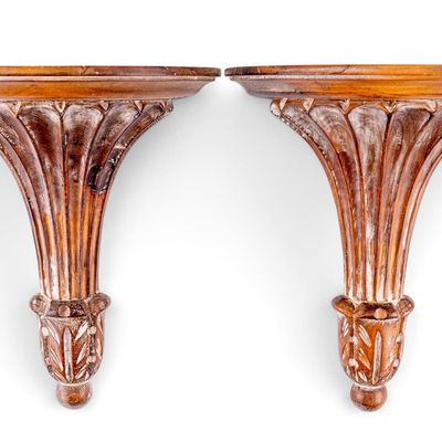 Sale Photo Thumbnail #321: Pair, Italian Carved Wood Wall Shelves