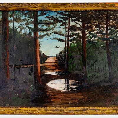 Sale Photo Thumbnail #241: Signed Oil on Board 1943 of a Woodland Scene