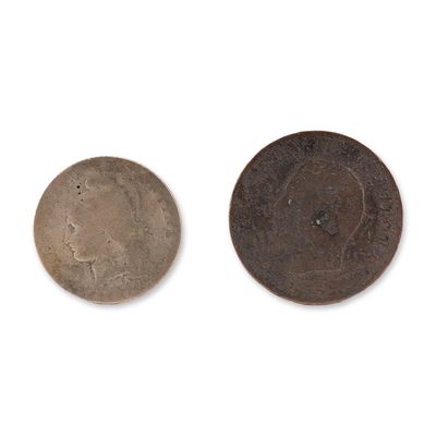 Sale Photo Thumbnail #218: 2pc 1800's US and UK Coins