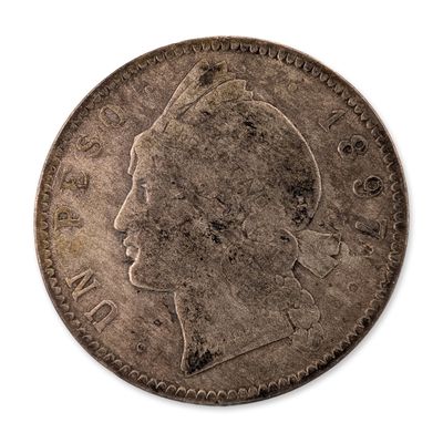 Sale Photo Thumbnail #415: 1897 Dominican Republic Silver One Peso