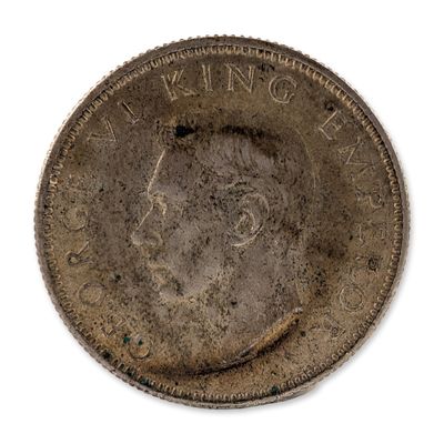 Sale Photo Thumbnail #419: 1943 New Zealand George VI One Florin Silver Coin