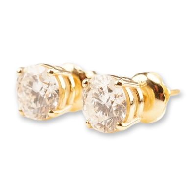 14K Gold 1.55ctw Diamond Stud Earrings