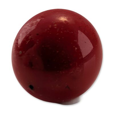 Deep Red Round Coral Cabochon