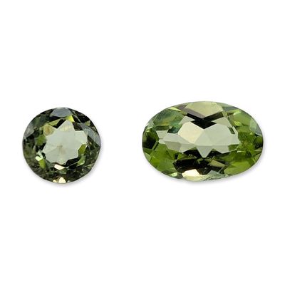 Sale Photo Thumbnail #288: Pair of Oval Faceted Yellowish-Green Peridot Gemstones