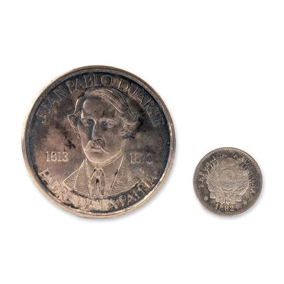 Sale Photo Thumbnail #194: Two Dominican Republic and Argentine Silver Medal and Coin