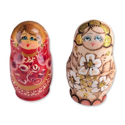 Sale Photo Thumbnail #404: 2pc Russian Hand-Painted Wood Nesting Dolls Set
