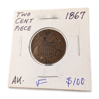 Sale Photo Thumbnail #195: 1867 US Union Shield Two Cents Coin