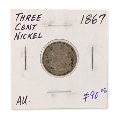Sale Photo Thumbnail #200: 1867 US Three-Cent Nickel Coin