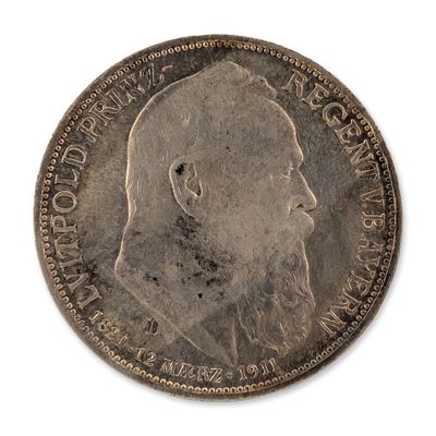 Sale Photo Thumbnail #177: 1911 German Bavaria 3 Mark Silver Commemorative Coin