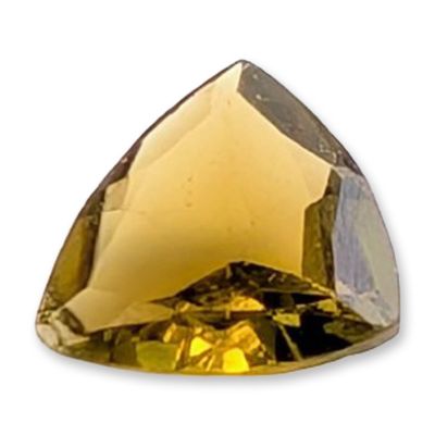 Sale Photo Thumbnail #389: Yellowish-Green Trillion Cut Faceted Gemstone