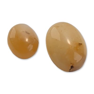 Sale Photo Thumbnail #362: Pair of Honey Yellow Amber Style Cabochons