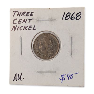 Sale Photo Thumbnail #441: 1868 US Three Cent Nickel Coin