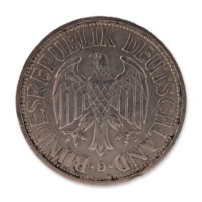 Sale Photo Thumbnail #422: 1950-D West German Copper-Nickel 1 Deutsche Mark Coin