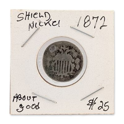 Sale Photo Thumbnail #442: 1872 US Shield Nickel Five Cents Coin